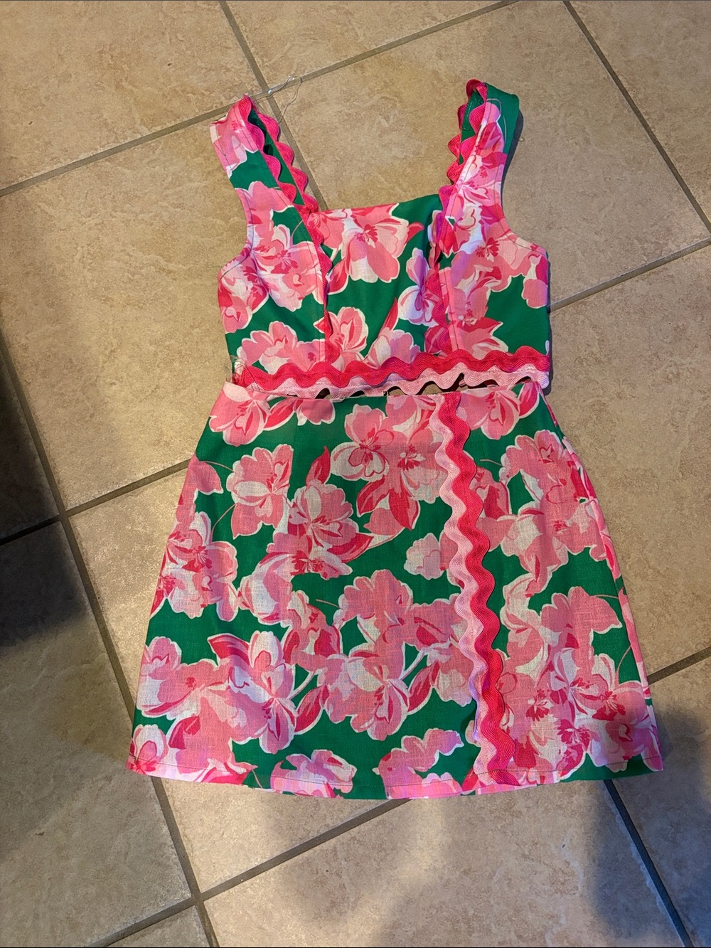 Women’s Floral Green and Pink two piece set